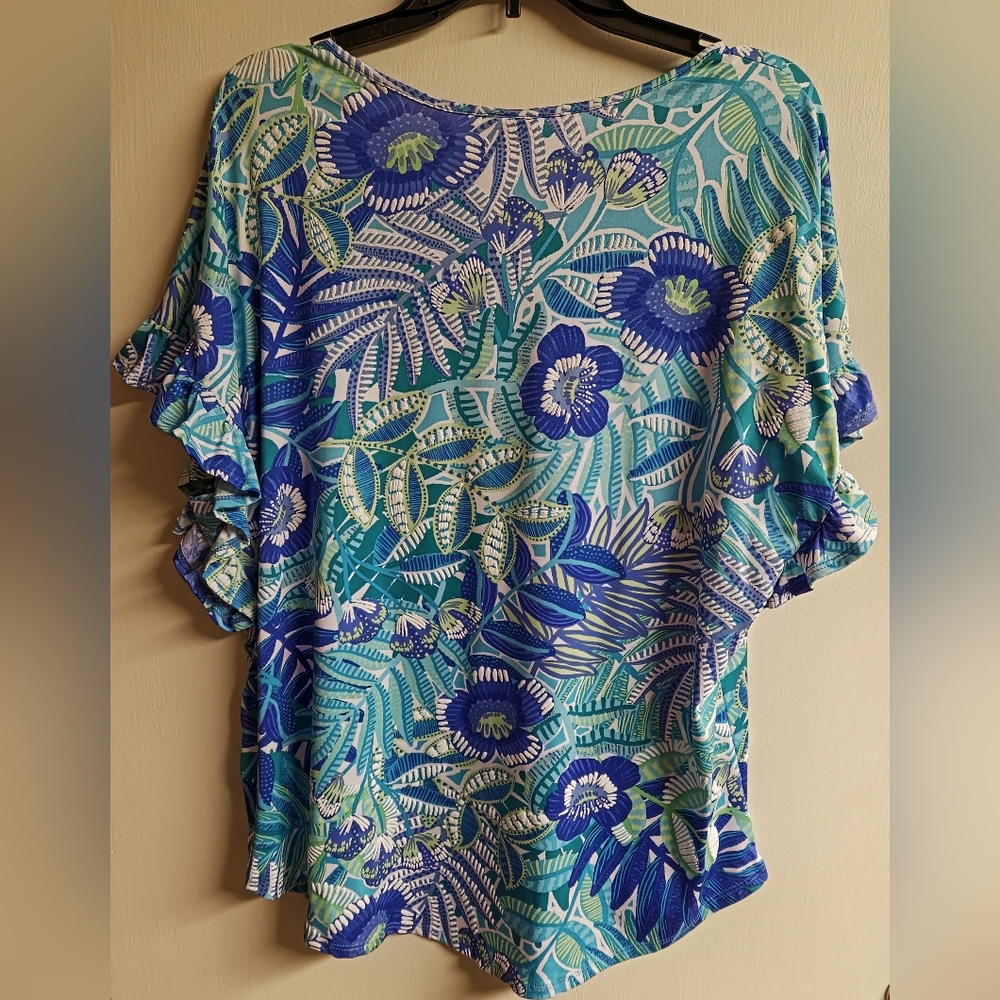 Ruby Rd. Blue and Green Patterned Top - Picture 6 of 6